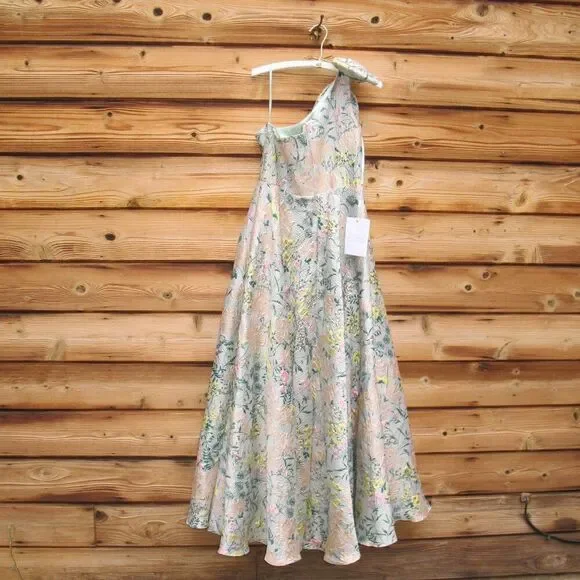 MAC DUGGAL  11919 Multicolor One Shoulder Brocade Floral Dress With Bow - Picture 13 of 16